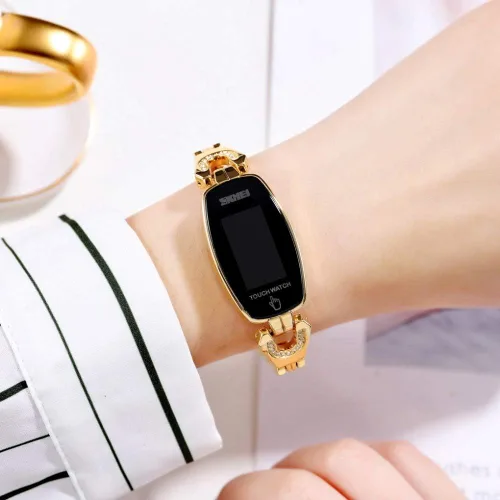 Vista 6 de GOSASA Reloj electrónico de lujo para mujer, con pantalla táctil LED, relojes digitales para damas, cuarto de galón, impermeable, elegante