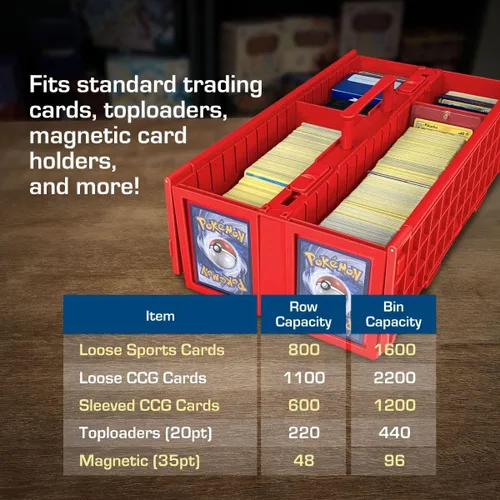 Vista 4 de BCW Contenedor de tarjetas coleccionables (paquete de 2, rojo) Capacidad para hasta 1600 tarjetas Caja de almacenamiento de plástico