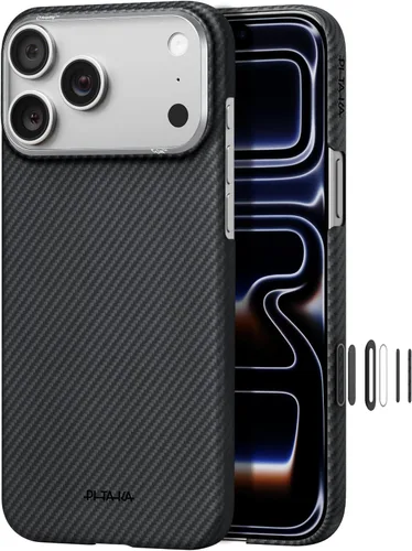 Vista 15 de pitaka Funda para iPhone Pro de 6.3" con sensación sin funda, azul abismo Abyss Blue (Argyle)