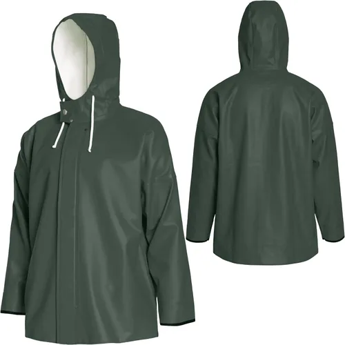Vista 7 de Chaqueta de pesca comercial para hombre – 0.028 in PU impermeable resistente equipo de lluvia con capucha ajustable Rosa (Coral Rose)