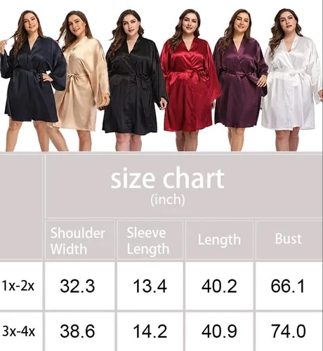 Vista 7 de Batas de satén para mujer talla grande bata floral para boda fiesta kimono ropa de dormir