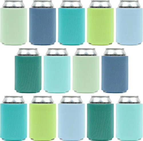 Vista 10 de Fundas enfriadoras de latas de cerveza en blanco (paquete de 14) mangas enfriadoras de latas de cerveza con aislamiento suave – Fundas lisas