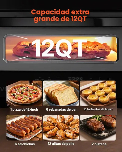 Vista 6 de Horno de pizza eléctrico VEVOR, Smart Pizzas Maker interior con 5 ajustes preestablecidos, horno de pizza de encimera de 12 pulgadas con pantalla