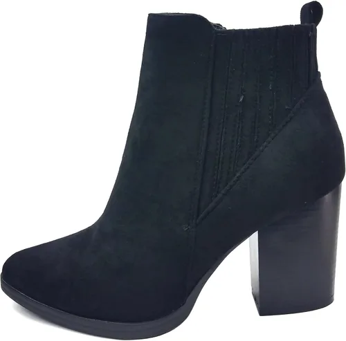 Vista 2 de TOP Moda Botines para mujer con tacón medio apilado grueso Chelsea