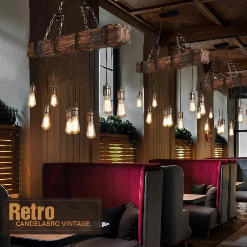Vista 4 de Candelabros rústicos para comedor, altura ajustable, iluminación colgante de 8 luces, lámpara industrial de granja de 37.4 pulgadas, luces de isla
