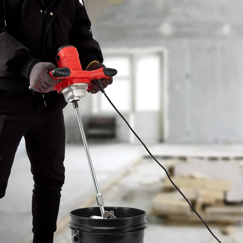 Vista 6 de Mezclador de hormigón eléctrico de mano de 2300 W, mezclador de cemento portátil con 6 velocidades ajustables, mezclador de lodo para mezclar barro