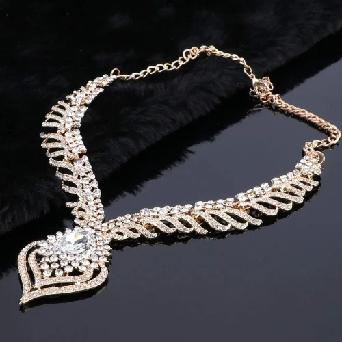 Vista 11 de Collar con colgante de corazón de diamantes de imitación de cristal de moda para mujer, accesorios de fiesta de boda nupcial