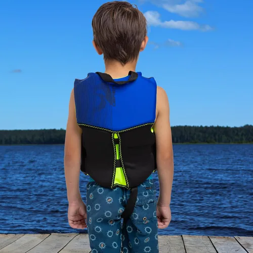 Vista 3 de O'Brien Chaleco salvavidas CGA con espalda en V Flex para niños, color azul