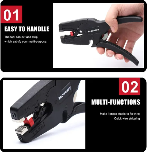 Vista 6 de Pelador de cables, herramienta de pelado de cables Knoweasy con cortador y herramienta de pelado de cables 2 en 1 funciona para electrónico