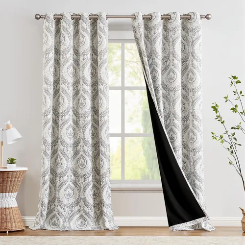 Vista 14 de jinchan Cortinas de lino texturizadas para oscurecer la sala de estar, 54 pulgadas de largo, cortinas de medallón para dormitorio, tratamientos