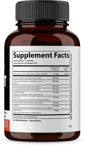 Vista 2 de Sandhu Herbals Shilajit, combo de suplemento de musgo marino y zinc de 50 mg Apoya la energía natural, la salud inmunológica y cognitiva