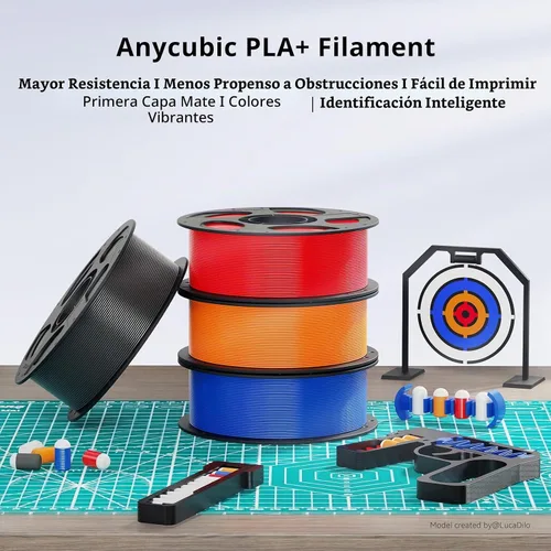 Vista 2 de ANYCUBIC Filamento PLA Plus (PLA+), paquete de filamento para impresora 3D de 0.07 in, alta dureza, precisión dimensional +/- 0.001 in, impresión 22
