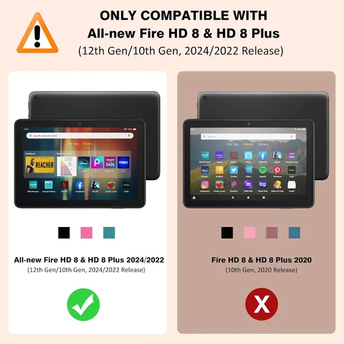 Vista 2 de MoKo Funda compatible con la nueva tablet Kindle Fire HD 8 y 8 Plus (12ª generación-versión 2024/2022) de 8 pulgadas, cubierta trasera de TPU suave