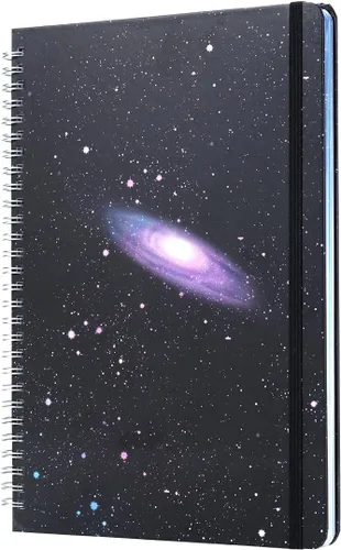 Vista 2 de SIIXU Diario de escritura en blanco colorido en espiral para mujeres, hombres, cuaderno único de cielo estrellado para notas diarias, gratitud