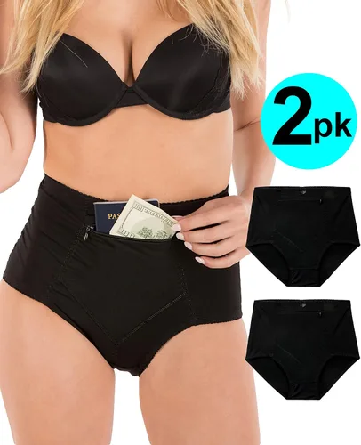 Vista 2 de Barbra Lingerie Ropa interior de viaje con bolsillo para mujer, bragas de cintura S-5XL
