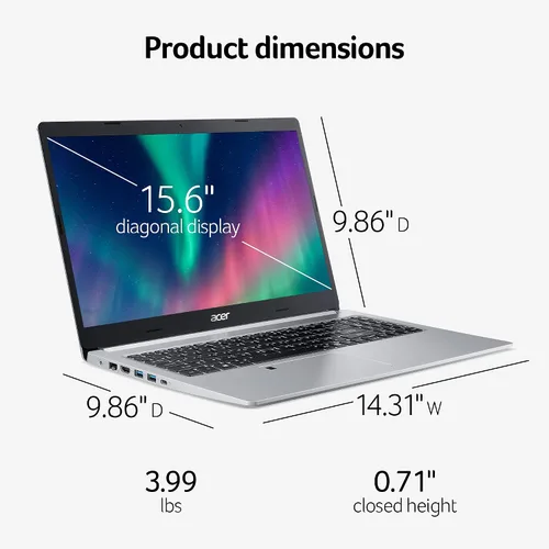 Vista 9 de Portátil Acer Aspire 5 Slim A515-46-R14K, pantalla IPS Full HD de 15.6 pulgadas, procesador portátil de doble núcleo AMD Ryzen 3 3350U, memoria DDR4