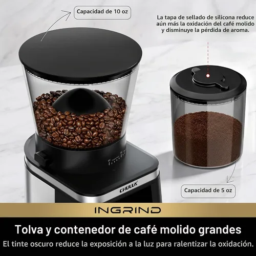 Vista 7 de CHULUX Molinillo de café eléctrico InGrind con 60 ajustes de molienda