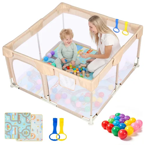 Vista 12 de Kidirect Corralito pequeño para bebés de 47 x 47 pulgadas, centro de actividades, interior y exterior, verde