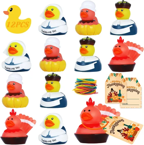 Vista 12 de 24 mini patos de goma a granel, perfectos para esconder cruceros, decoraciones de fiesta de cumpleaños y bonitos juguetes de baño para niños