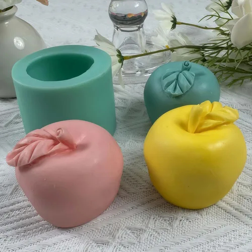 Vista 4 de GreatMold - Moldes de silicona para velas de manzana 3D, molde de yeso perfumado de grado alimenticio (manzana 3D)