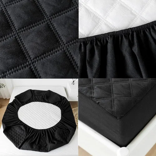 Vista 7 de vctops Sábana bajera acolchada impermeable, protector de colchón ultra suave y elástico con bolsillo profundo (negro, individual)