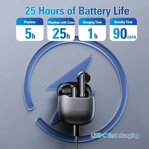 Vista 6 de Auriculares True Wireless Bluetooth 5.3 con micrófono para hacer ejercicio, cancelación de ruido, auriculares Blue Tooth, graves profundos, TWS