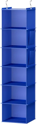 Vista 7 de YOUDENOVA - Organizador colgante para clóset con 6 estantes de almacenamiento con bolsillos laterales, beige