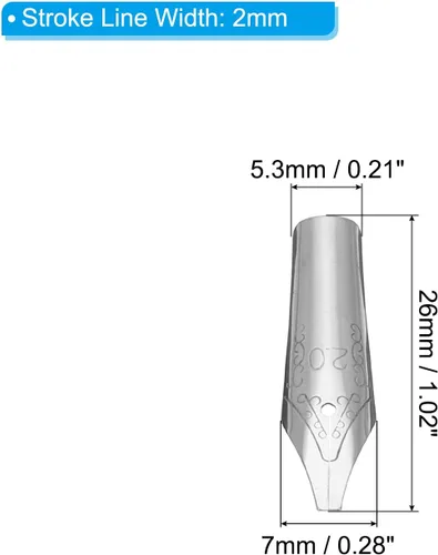 Vista 2 de PATIKIL Pluma estilográfica de repuesto de 0.079 pulgadas de ancho, paquete de 30 puntas de caligrafía de acero inoxidable 304 para dibujar