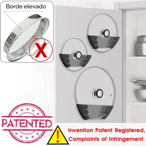 Vista 4 de Organizador Universal de Tapas de Ollas para Gabinete - Niceyos Mejorado Patentado Paquete de 3 Organizador de Almacenamiento de Tapas de Sartenes