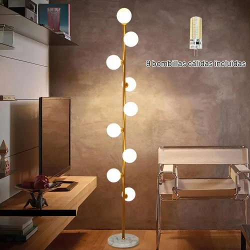 Vista 2 de Hsyile Lighting KU300198 Lámpara de pie elegante y acogedora moderna creativa para sala de estar, dormitorio, oficina, 9 luces
