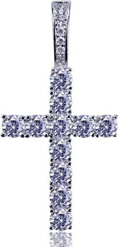 Vista 8 de JINAO Cadena de Cruz para Hombres Collar de Cruz de Oro Chapado en Oro de 14K Cadena de Cruz de Clavo Grande con Circonitas Cúbicas Colgante Joyería