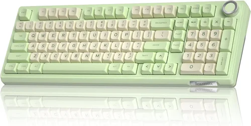 Vista 13 de SOLAKAKA KI99 Pro - Teclado mecánico inalámbrico con interruptor silencioso, interruptores preiluminados intercambiables en caliente, teclado