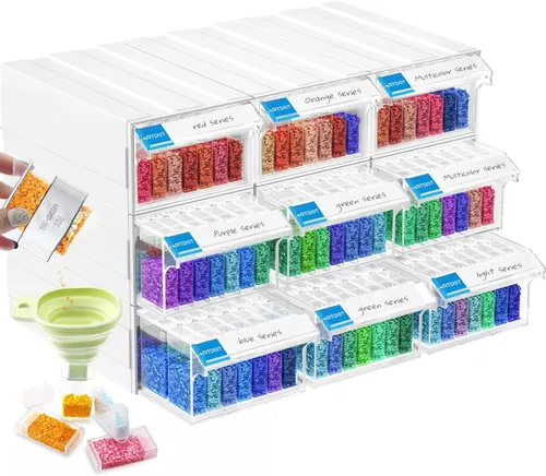 Vista 11 de ARTDOT Contenedores de almacenamiento de 56 rejillas para kits de arte de diamante para adultos, 2 paquetes de contenedor portátil de almacenamiento