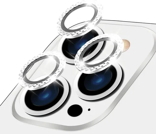 Vista 19 de LucBuy Protector de lente de cámara para iPhone 12 Pro Max, vidrio templado HD de alta calidad, aleación de aluminio, anillo individual, película