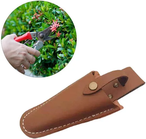 Vista 5 de 2 unids Funda de cuero Soporte de bolsa de herramientas de jardín Tenedor de alicates para cinturón de poda Alicates Tijera Herramientas