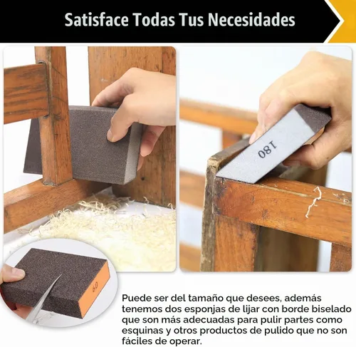 Vista 6 de BOSHCRAFT Juego de 8 esponjas de lijado, grano 80/120/180/220, 2 piezas cada una, bloque de lijado lavable y reutilizable para paneles de yeso
