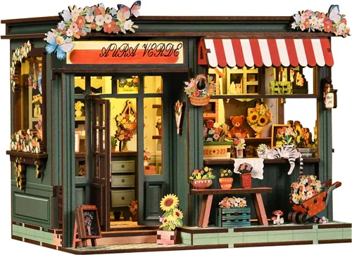 Vista 11 de Kit de rincón de libros de bricolaje, kit de casa de muñecas en miniatura con muebles y luz LED, rompecabezas 3D de madera para libros, kits