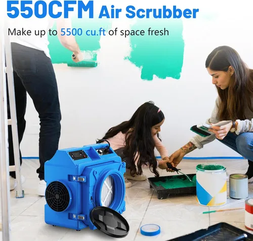 Vista 7 de Depurador de aire con filtración de 3 etapas, máquina de aire HEPA de 550 CFM apilable negativo, limpiador de aire con MERV10, carbono, H13 HEPA