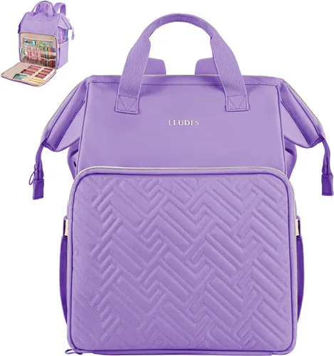 Vista 11 de Leudes Mochila Bolsa para Tejer, Organizador de Almacenamiento de Hilo, Bolsa de Ganchillo Grande Tote, Regalo de Navidad, Estuche Portador de Hilo