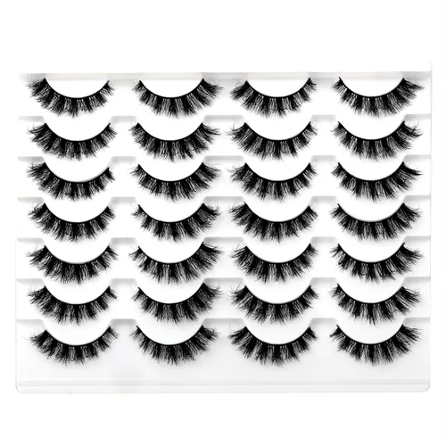Vista 48 de Pooplunch - Pestañas postizas estilo ojo de gato, extensión de volumen 8D natural, finas, cortas, de visón sintético, tiras de pestañas postizas