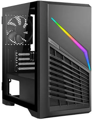 Vista 4 de Antec Dark Phantom Series DP31 Mini-Tower M-ATX - Estuche para juegos, tomas de aire en forma de garra, tira ARGB, panel lateral magnético de vidrio