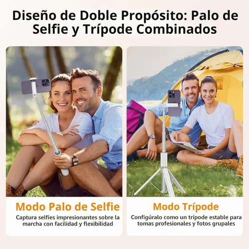 Vista 3 de ATUMTEK Trípode selfie stick de 62 pulgadas, trípode extensible de aluminio con control remoto Bluetooth recargable, compatible con teléfonos