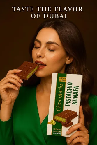Vista 4 de Chococraft Premium Dubai Chocolate Kunafa Pistachio (El Original), 185 gramos - 6.53oz - Importado de DUBAI EAU, Ideal para Regalo en Todas