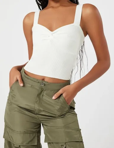Vista 3 de Meladyan Women Sweetheart Neck Twist Knot Sleeveless Crop Top Tank Rib Knitted Backless Cute Cropped Cami Vest Top