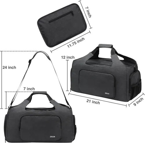 Vista 3 de Gym Bags for Men, Sports Duffle Bag, Travel Gym Bag with Shoes Compartment and Wet Pocket, Foldabel, Lightweight for Travel, Gym, Yoga