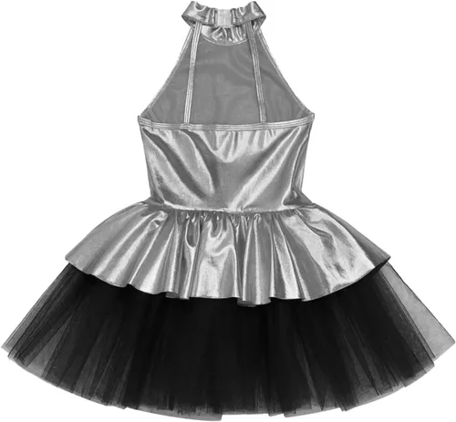 Vista 15 de CHICTRY Vestido tutú de ballet con lentejuelas brillantes para niñas y niñas, moderno disfraz de baile latino de jazz