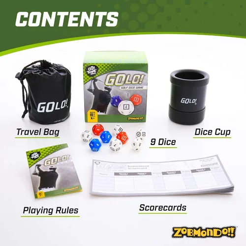 Vista 3 de Zobmondo!! GOLO Juego de dados de golf para golfistas, familias y niños Divertido juego portátil para el hogar, viajes, camping, vacaciones