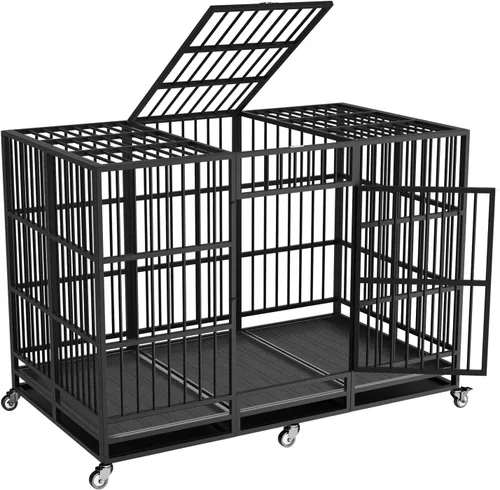 Vista 13 de Jaula para perros de 37 pulgadas con divisor grande e indestructible para perros de alta ansiedad, a prueba de escape, para 2 perros pequeños