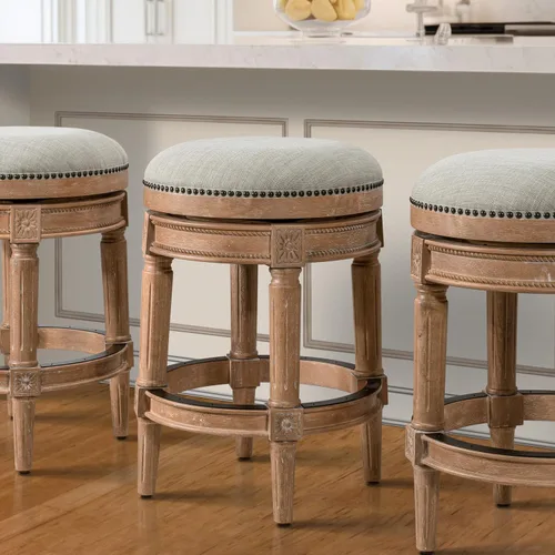 Vista 16 de New Ridge Home Goods Chapman Taburete giratorio de 26 pulgadas de altura de mostrador sin respaldo en nogal