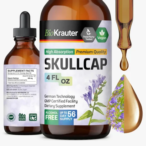 Vista 9 de BIO KRAUTER® Tintura Skullcap para la calma y la relajación - Hierba líquida Skullcap 2 onzas 28 días de suministro - Suplemento para dormir puro